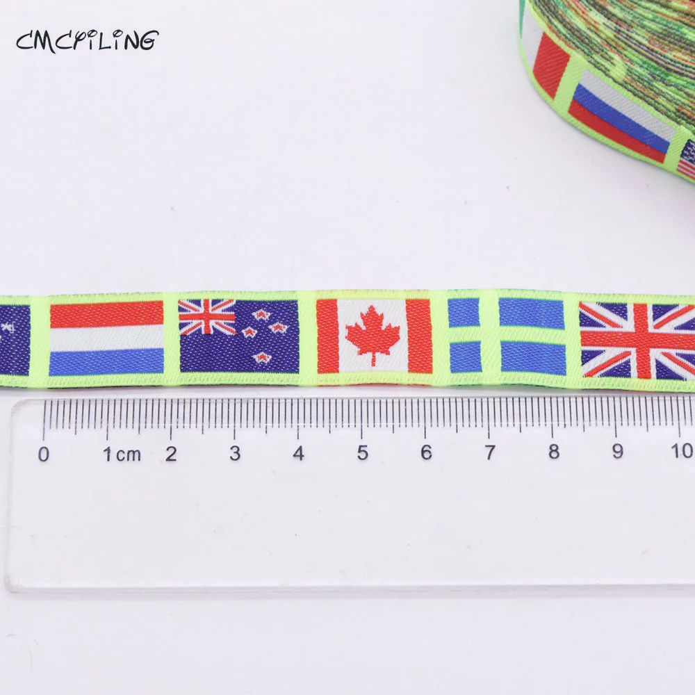 CMCYILING Europe National Flag Jacquard Webbing Sewing Label Wedding Materials Sewing Tape Ribbons For Gift Baby Scrapbooking