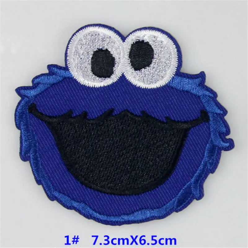 Wholesale lot Blue cookie Monster embroidered iron on patch diy Sewing kid garment decoration 7x6.5cm 500pcs