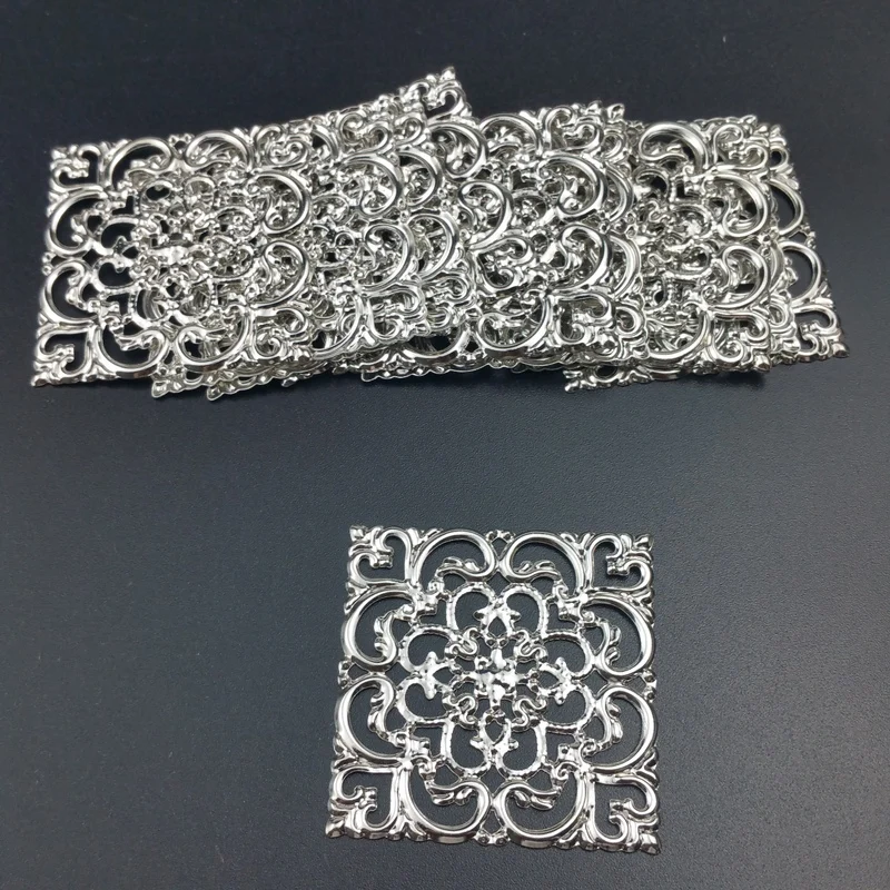 20pcs/lot 40mm  Filigree square  Wraps Connectors Embellishments Findings Wraps Connectors For DIY Jewelry Making