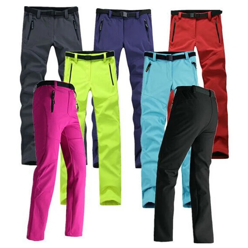 TRVLWEGO Pantalones Senderismo Esquí Térmico Softshell Snowboard Camping Patinaje Polar Impermeable para Mujeres Pantalones de Trekking al Aire Libre