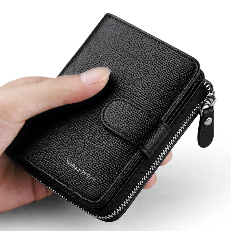 WILLIAMPOLO Man Walet Genuine Leather Hasp Closure Card Holder Small Bag With Gift Box for Men Card Wallet Men\'s Wallet PL319