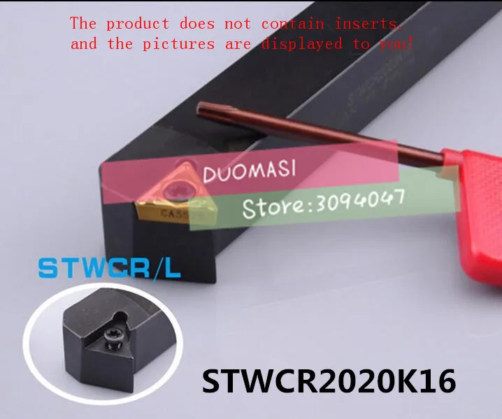 STWCR2020K16 20*20*125MM Metal Lathe Cutting Tools Lathe Machine CNC Turning Tools External Turning Tool Holder S-Type STWCR/L