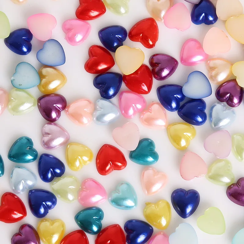 50-300Pcs Cheap Imitation plastic Half Pearl Heart Beads flatback cabochon Scrapbooking Craft 3/4/6/8/10/12mm Pick Size