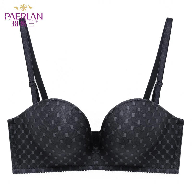 PAERLAN Wedding dress u-type women bra no shoulder strap invisible 1/2 half cup small chest gather non-slip underwear Seamless