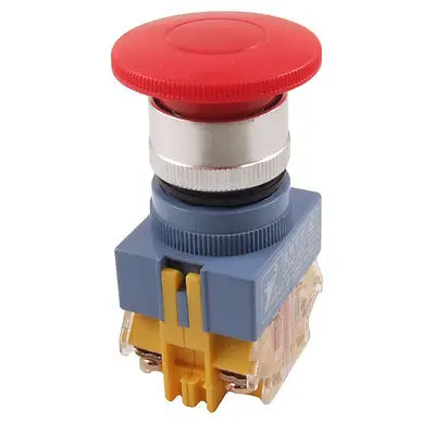 Red Sign Head Momentary Mushroom Push Button Switch Non Lock 22mm 1 N/O 1 N/C