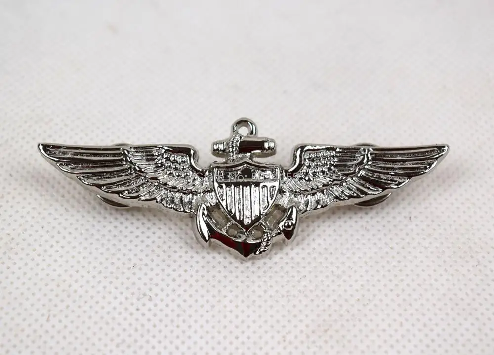 Cosplay  Naval Aviators Metal Wings Pin Sliver