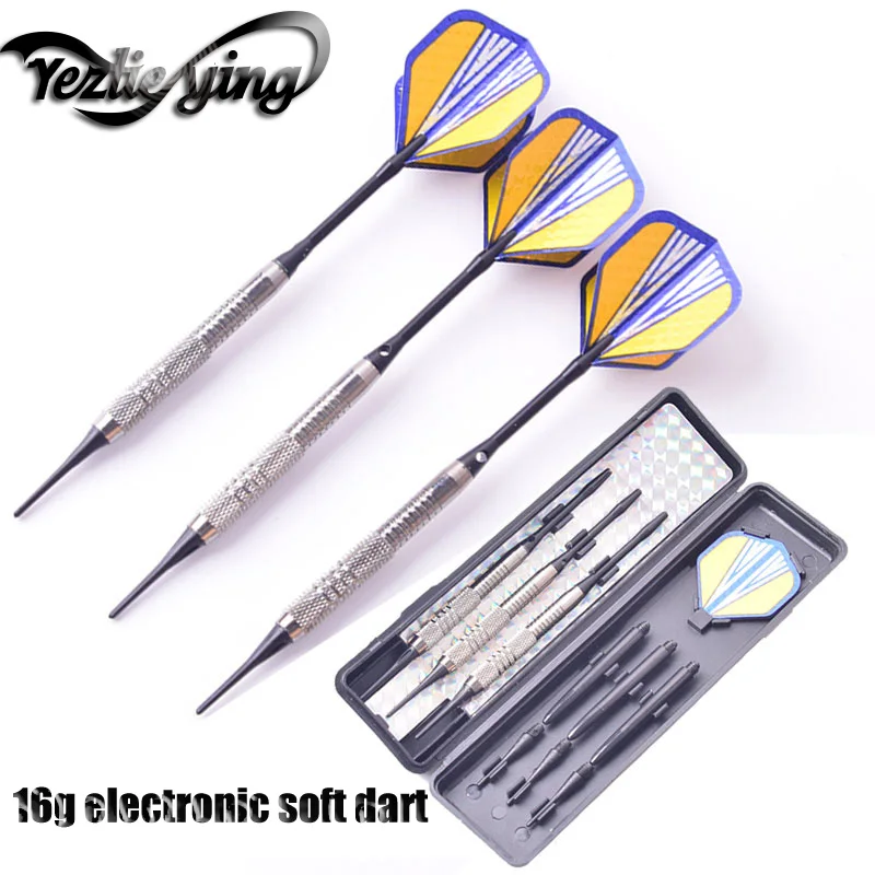 Professional Darts 3Pcs/Box 16g Electronic Darts  Aluminum Shaft Soft Tip Darts Toys Blue Stripes Flights Professional Dart