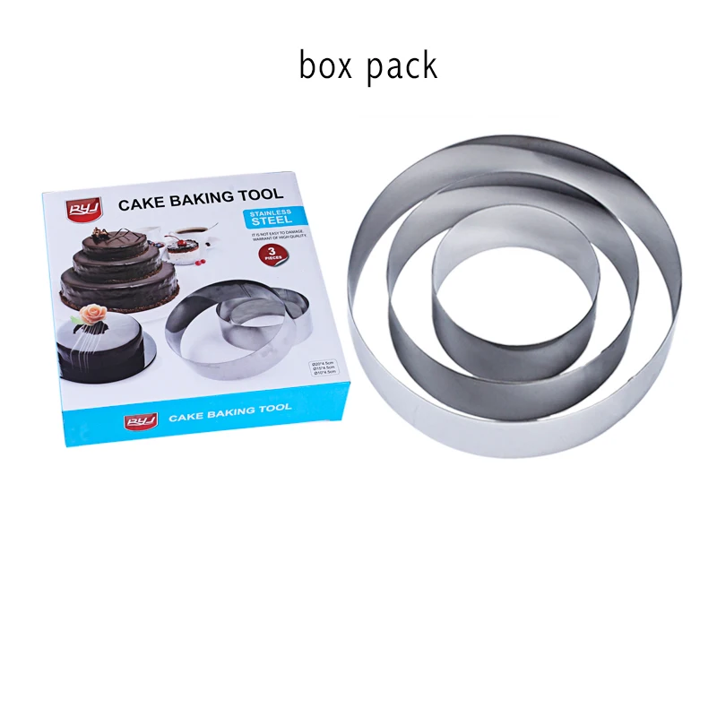 3PCS/Set Stainless Steel Mousse Rings Cookie Cutter Big Round Shape Baker Mold Fondant Jelly Cake Cutter Baking Tool Kitchen