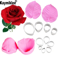 14PCS Rose Flower-Making Silicone Mould Accessories Stainless Steel Cutter GumPaste Candy Floral Petal Veiners Mold CS230