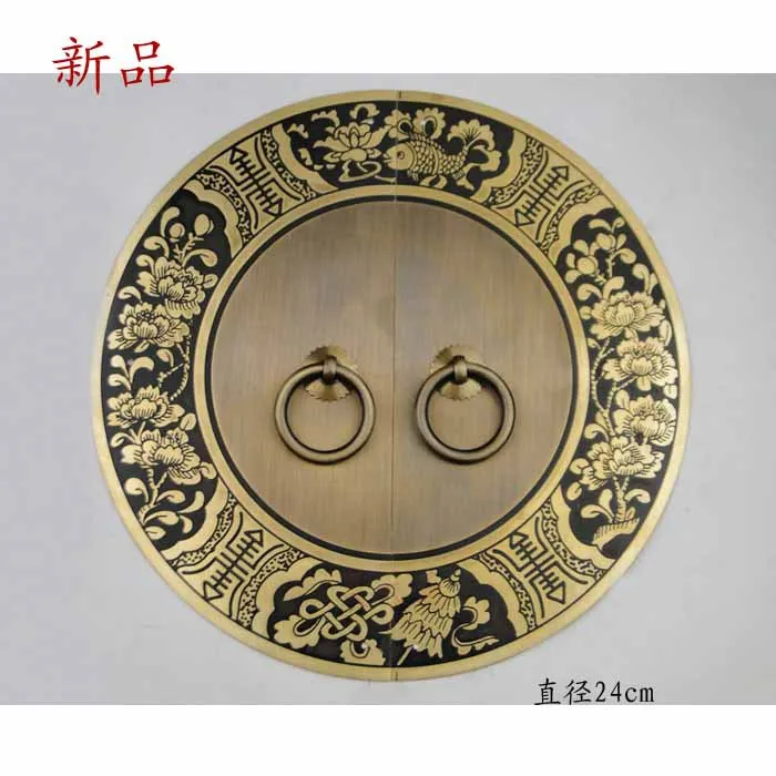 [Haotian vegetarian] Chinese antique furniture cabinet drawer handle copper HTB-243 Blossoming paragraph 24cm