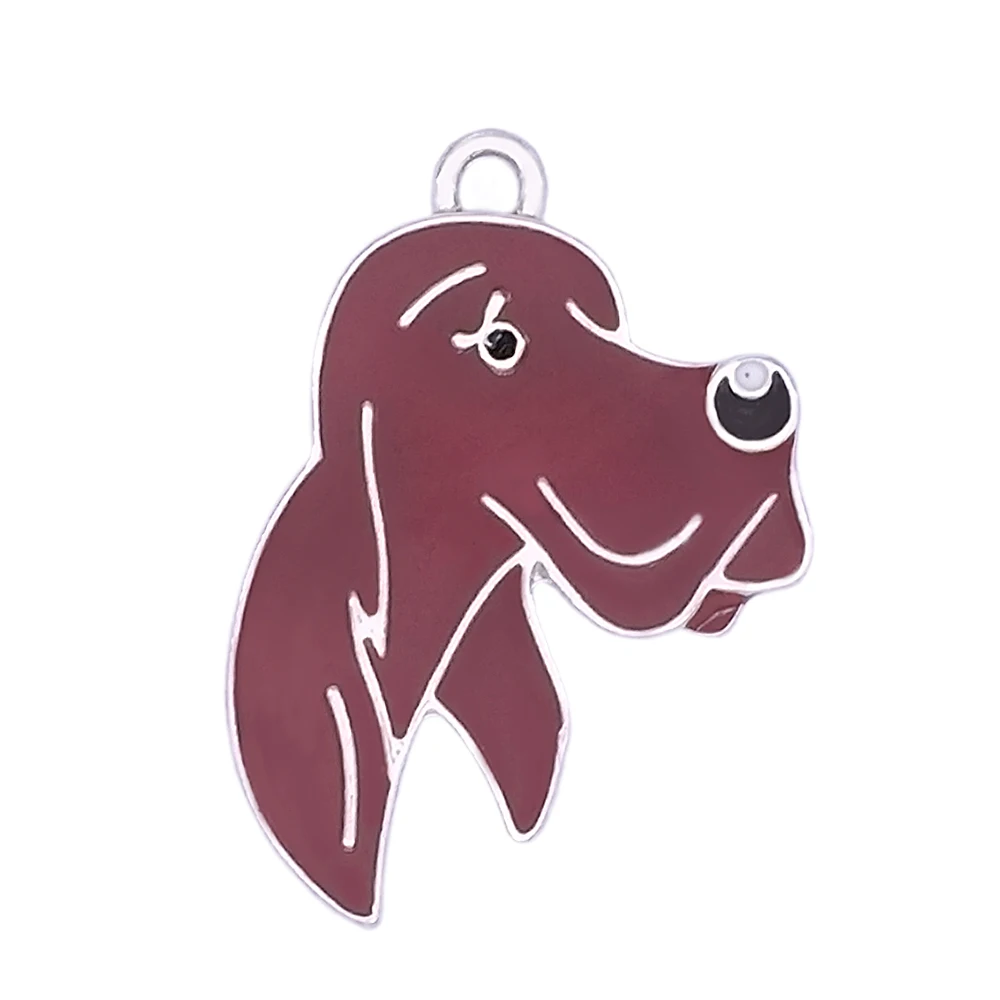 Custom Metal Enamel Color Irish Setter Dog Charm Custom Pendants Pet Animal Jewelry For Bracelet Necklace Keychain Making DIY