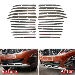 JXKaFa Stainless Steel Car Accessories For Peugeot 3008 3008GT 2016-2018 Car Front Grill Grille Trim Fog Light Down Car Styling