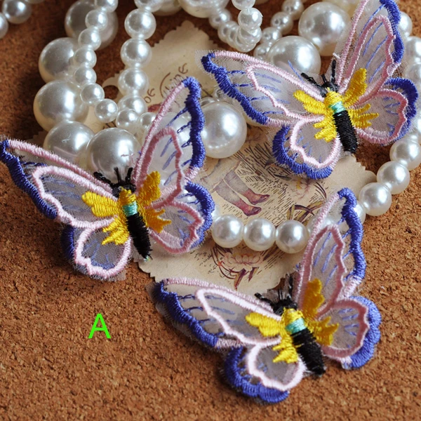 

30pcs 4.5x5.5cm mesh embroidery butterfly lace applique patch L5K1108PJ15061701 freeship