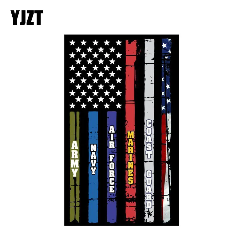YJZT, 9,3 см * 15,4 см, флаг США на мотоцикл, военно-морские побережья, автомобильная наклейка, наклейка из ПВХ 6-0297