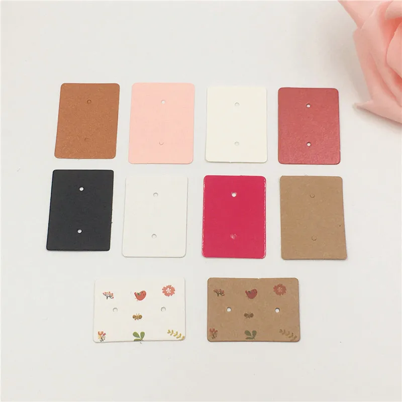 Printed and Blank Paper Cardboard for Women Stud Earrings Jewelry Accessories Display Packaging Cards 100Pcs/Lot 3.5x2.5cm