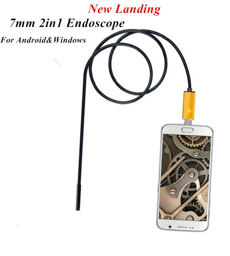 7mm 1.3MP  2in1 USB Endoscope For Android and Wondows  Water-proof IP67 2M/5M