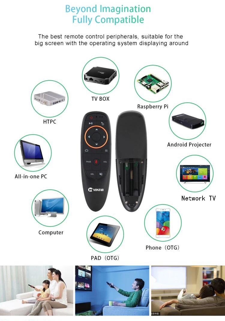 VONTAR G10 z pilotem air mouse z mikrofonem 2.4GHz bezprzewodowa mini klawiatura Google szukaj Gyro dla tv box z androidem PC