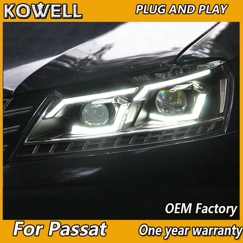 KOWELL Car Styling for VW Passat B7 US Verson 2012-2016 Headlight For Passat B7 Headlight DRL D2H Dynamic Turn Signal Hid Bi Xe