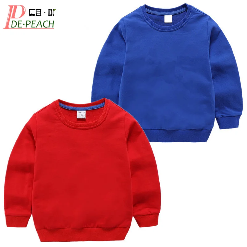 DE PEACH Spring Baby Girls Boys Sweatshirts Kids O-Neck Cotton Pullover Shirts Children Casual Loose Bottoming Tops Clothes