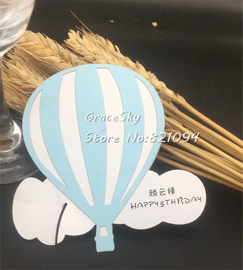 50pcs Balloon with cloud design Wine Glass Place Name Cards Markers Party Table Invitation Cards Party Event Decoration Supplies