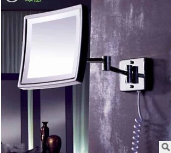 Bath Mirror Wall Mounted 8 inch Brass 3X Magnifying Dressing LED Mirror Folding Makeup Folding Cosmetic Mirror Bath Accessory