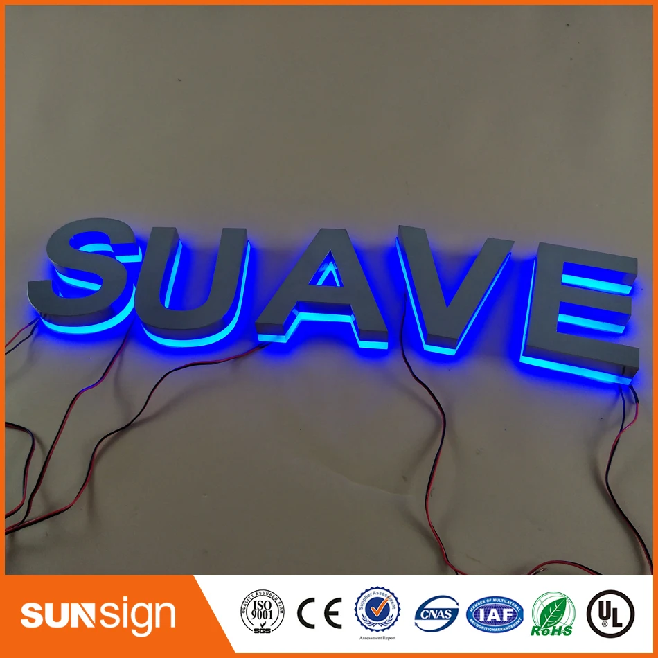 Top dijual stainless steel akrilik 3d backlit lampu sign led huruf