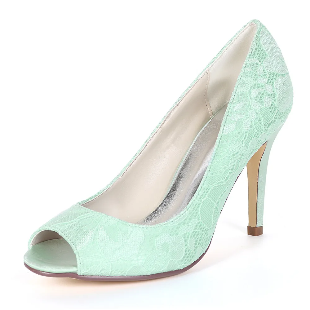 Creativesugar concise open toe sweet lace lady high heels bridal wedding prom party cocktail fresh color dress shoes mint green