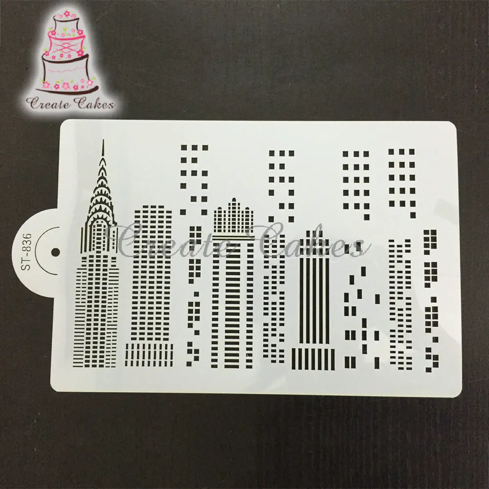 Buildings Stencil Cake Board Decorating Stencil Cake Template Mold Cake Side Stencil set Cake Tool