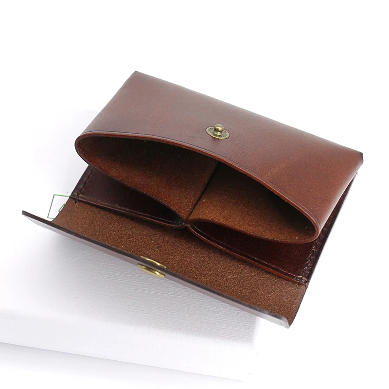 Credit Card Wallets Genuine Leather Luxury Vintage ID Bus Business Card Case Retro Mini Coin Purses Cowhide Small Money Bag