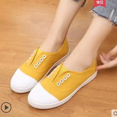 Lightweight Women Canvas Shoes Spring and Autumn Flat Female Casual Shoes Bottom Slacker Shallow Slip on Sneakers