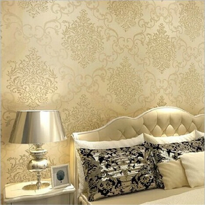 

beibehang of wall paper Classic European Damask Non-Woven Wallpaper Flocking Wallpaper Roll papel de parede wall paper