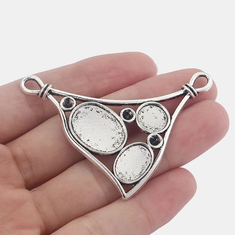 

3Pcs Tibetan Silver Triangle Geometry Charms Pendant Bezel Blank Base Cameo Setting For DIY Necklace Jewelry Making Findings