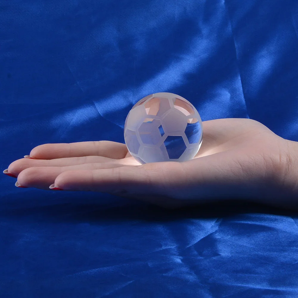 40/50/60/70/80MM Clear Crystal Football Sphere Meditation Paperweight Football Shape Glass Ball Fengshui Decoration
