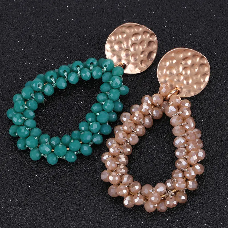 Sehuoran Aretes Drop Earrings For Women Crystal beads Dangle Earrings Statement Earrings Big Oorbellen Fashion Jewerly Brand Ear