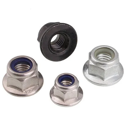 Hexagonal de acero inoxidable 316/304, brida, tuerca de nylon/tuerca de bloqueo antideslizante galvanizada M3M4M5M6M8M10