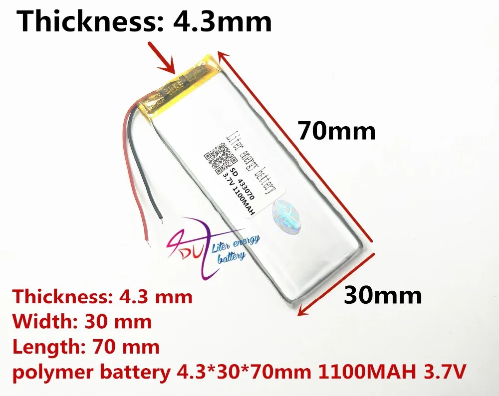 best battery brand 3.7V polymer lithium battery 433070 403070 1100mAH