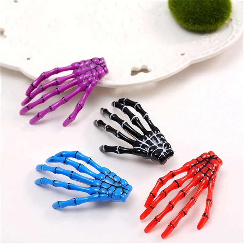 4Pcs/Lot Halloween Hairpin Gothic Punk Zombie Skeleton Hand Girls Clips Skull Accessories Barrette Hair Accessories for Women view 4