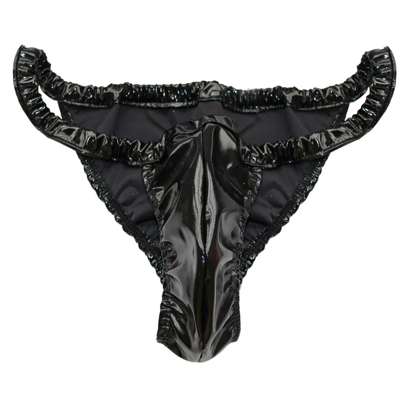 Sexy Mens Briefs Spandex & Latex Rubber Briefs Underwear Sexy Mens Lingerie Spandex with Latex Rubber Briefs Underpants