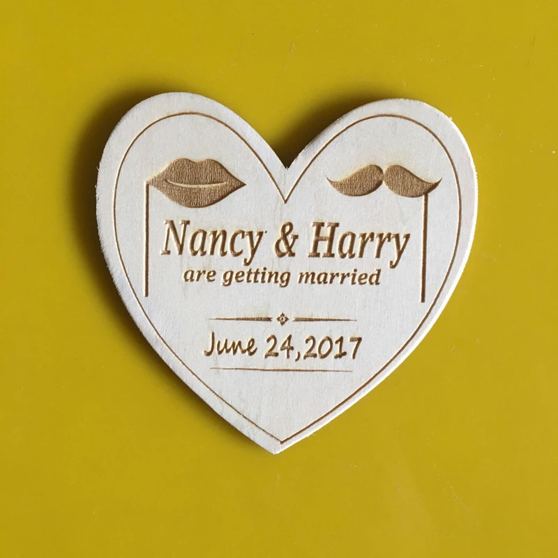 Custom Save the date Magnet Wood Rustic Wedding Invitations Card New Year Gift Favor Tags Party Wedding Favor Fridge Magnet