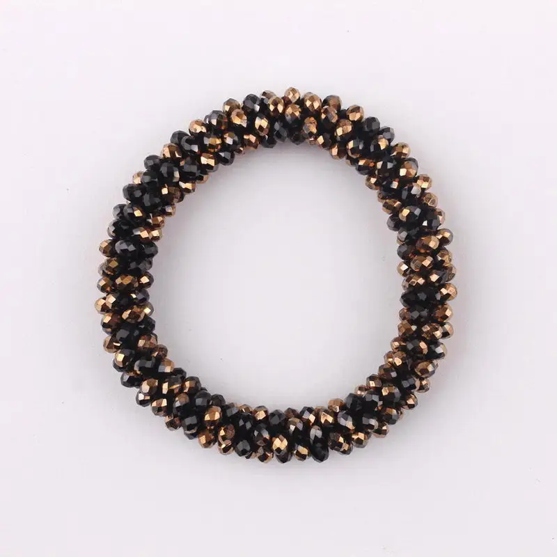 2020 New Spiral Thick Faceted Beaded Bracelets & Bangles Women Fashion Weave Glass Bead Stretch Bangles Jewelry Wholesale