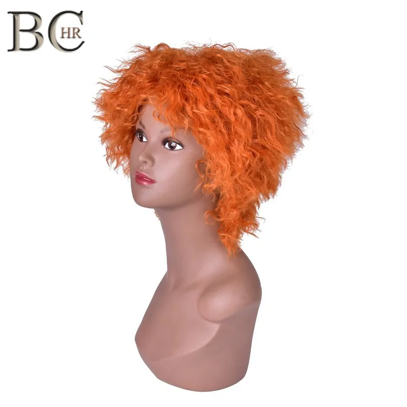 BCHR-Peluca de fibra de alta temperatura, cabello sintético rizado de Alicia en el país de las Maravillas Mad Hatter, longitud media, naranja