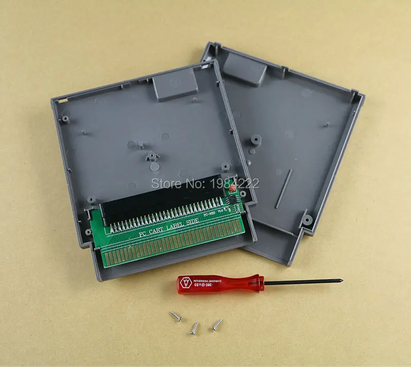 Convertidor adaptador de 60 pines a 72 pines con chip CIC instalado para sistema de consola NES con estuche de cartucho y destornillador, 1 ud.