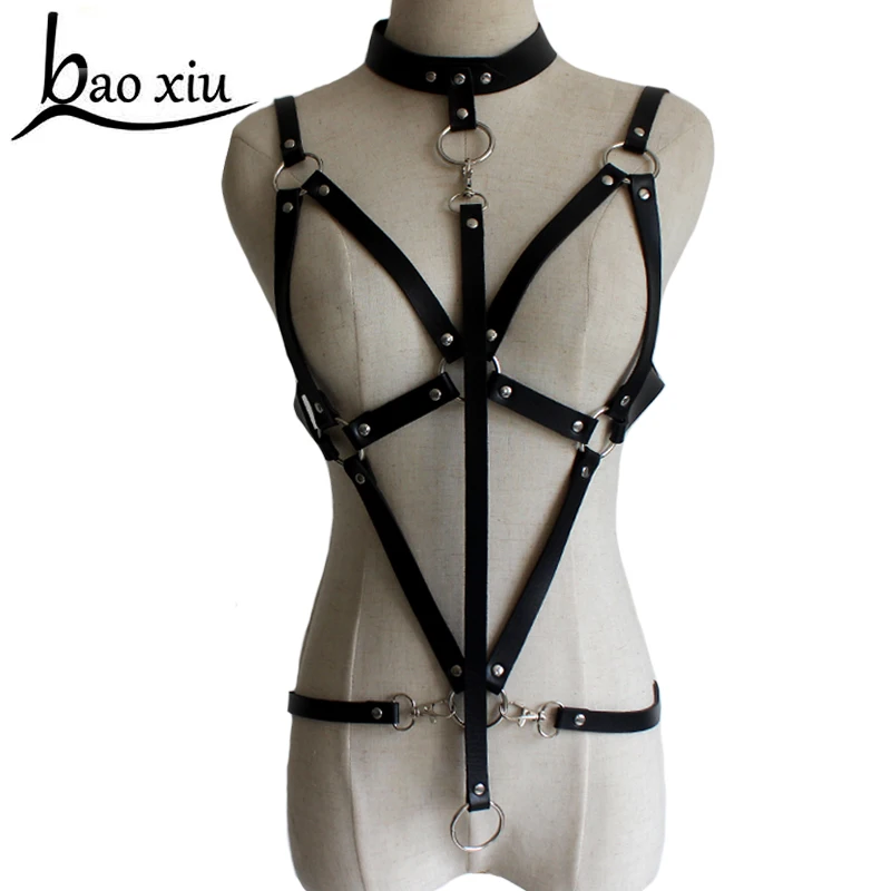 

Fashion Sexy Style Punk Harajuku Garters Faux Leather Body Bondage Sculpting Women Female Harness Waist Belts Straps Suspenders