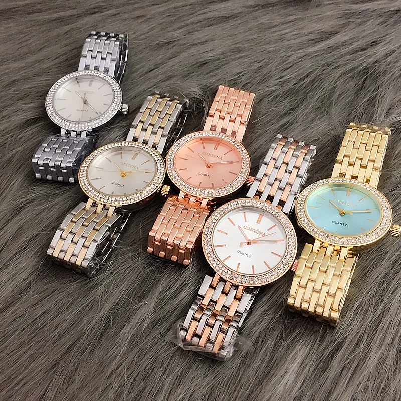 CONTENA Argento Moda di Lusso Delle Donne Della Vigilanza di Orologi delle Donne di Strass Orologi Orologio Da Donna In Acciaio Inox Orologio reloj