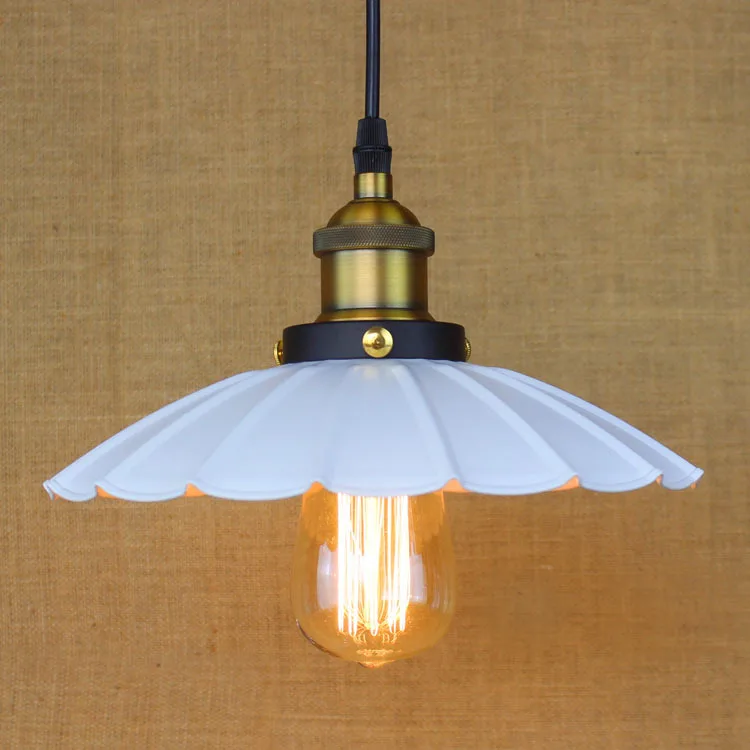 

IWHD American Style Iron Style Loft Industrial Lighting Pendant Light LED Black White umbrella Kitchen Dining Hanglamp Luninaire