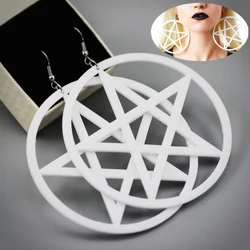 Rock Big Star Pentagram Pendant Dangle Earrings Women Large Acrylic Geometric Round Drop Earrings Fashion Party Jewelry Gifts