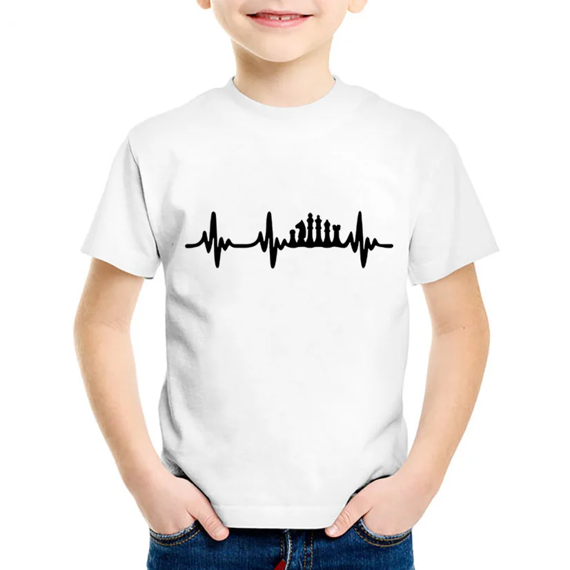 

Fashion Print Chess Heart Beat Pulse Children T-shirts Kids Summer Short Sleeve Tees Boys/Girls Casual Tops Baby Clothes,HKP4159