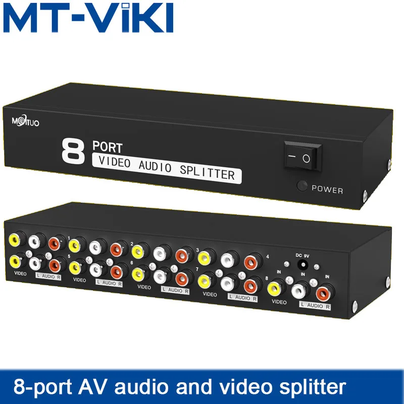 

MT-VIKI 8 Port AV Splitter 1 in 8 out RCA Audio Video splitterSet-top box Conversion to display projector HD sync output 108AV