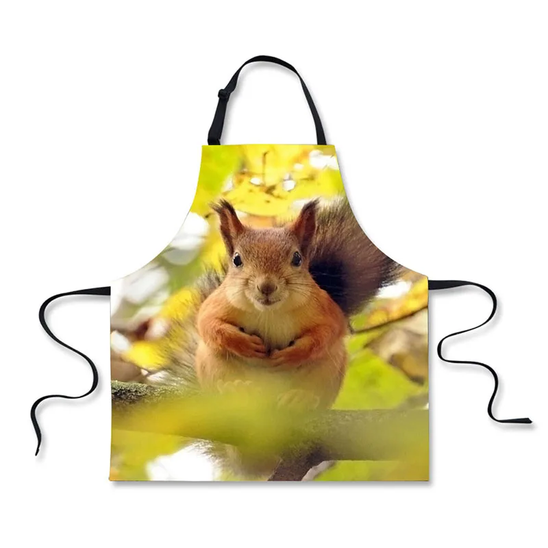 High quality cute Animal squirrels pattern printing  home leisure fashion kitchen aprons