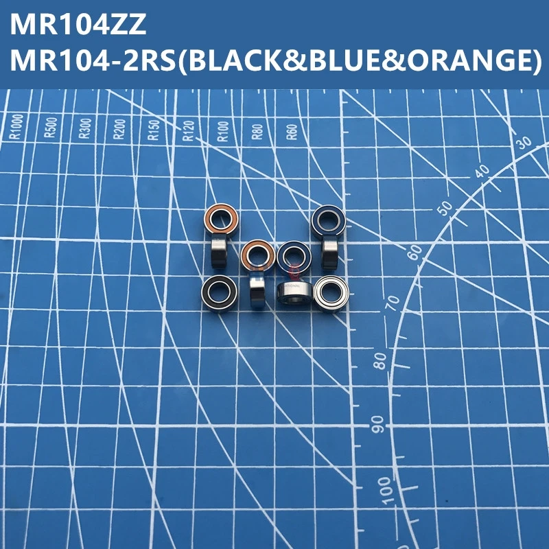 Free Shipping 10pcs SMR104ZZ MR104ZZ MR104-2RS (BLACK&BLUE&ORANGE) 4*10*4mm Thin Wall Deep Groove Miniature Ball Bearing MR104RS